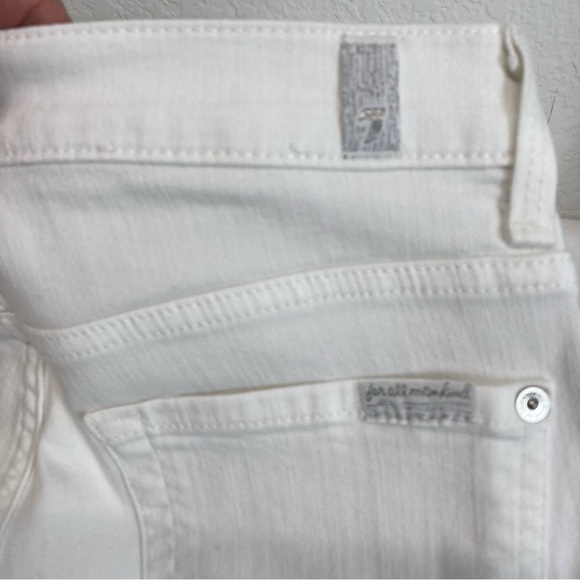 7 For All Mankind | High Waist Ankle Skinny Fringe Jeans, White Sz 28 - Picture 8 of 16